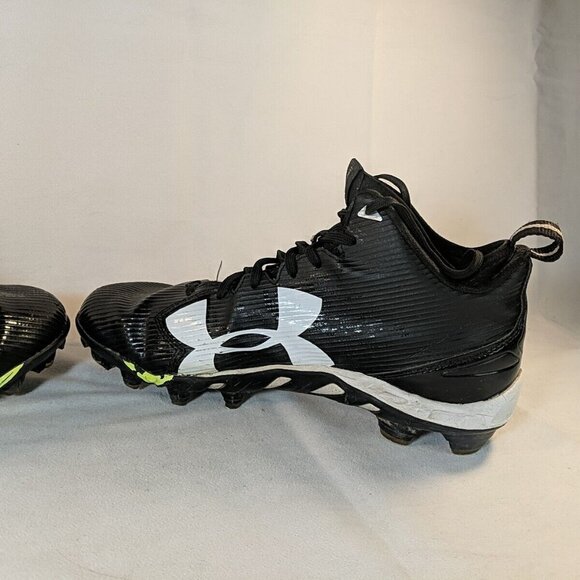 Under Armour Spine Fierce MC Black Mens 10 Football Cleats 1269740-001 White UA - Picture 8 of 15